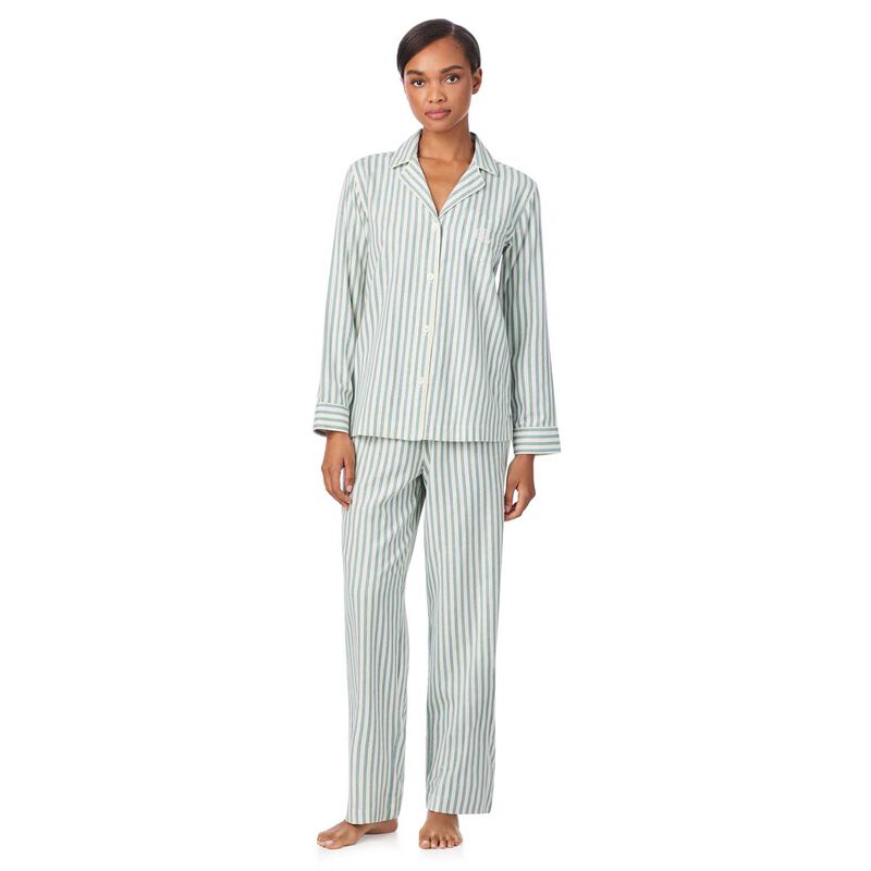 Lauren Ralph Lauren Cotton Sateen L/S Notch Collar Long Pajama Set image number 3